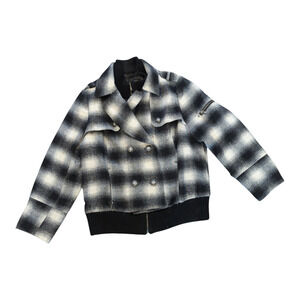 Lane Bryant Coat Jacket Plaid Black White w/waistband  waist length Sz 18/20